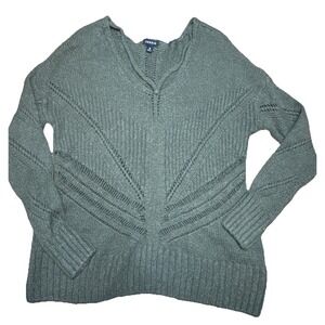 Torrid Olive Green Strappy Neck Pointelle Pullover Sweater‎ 0